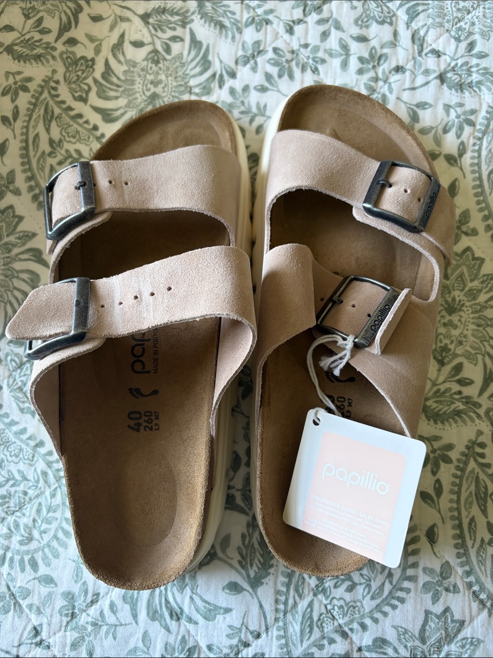 Papillio Women’s Double-Buckle Suede Sandals in Blush